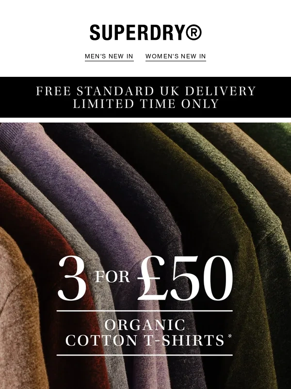 Superdry - Endless Combos. Just £50 For 3 Tees