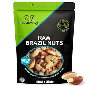 NUT CRAVINGS - Raw Brazil Nuts, Unsalted, No Shell, Whole, (16oz - 1 LB) Bulk Nuts Packed Fresh in Resealable Bag - Kosher Healthy Snack, Natural Keto Vegan
