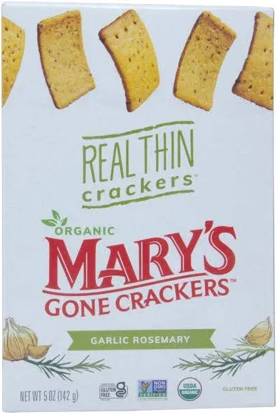 Mary's Gone Crackers Garlic Rosemary Real Thin Crackers