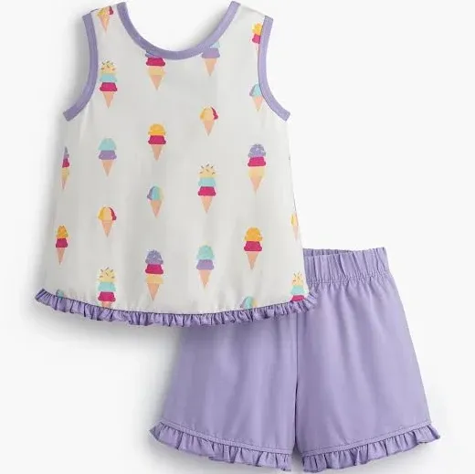 Monica + Andy Girl's Organic Swing Back Tank Top and Ruffle Short Set