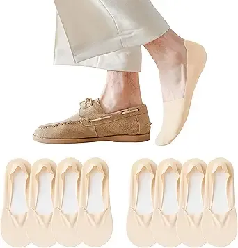 PENUUP 4 Pack Mens No Show Socks Thin Non Slip Socks Low Cut Liner Socks Invisible for Flats Boat