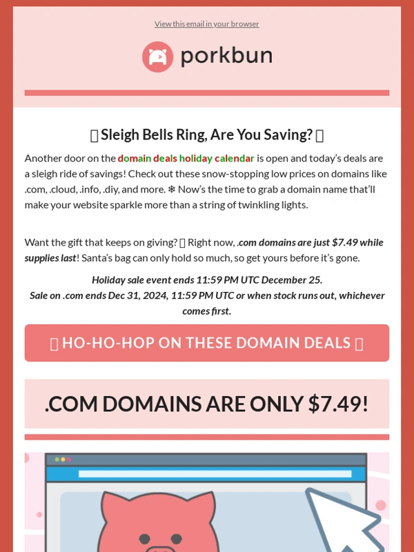 Porkbun - The Porkbun holiday domain sale continues! ? Open for more