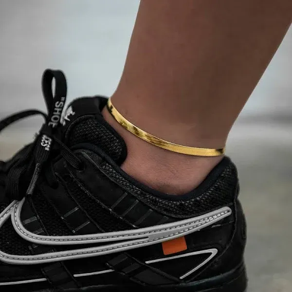 18k Gold Herringbone Anklet