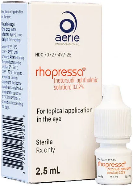 Rhopressa Eye Drops Netarsudil Ophthalmic Solution 0.02%
