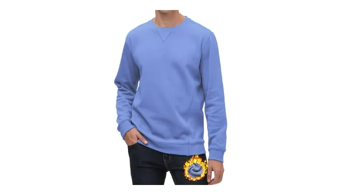 DITOK Mens Athletic Fleece Crewneck Sweatshirt Cotton-Blend Long Sleeve Casual Pullover Loose Fit Workout Sweat Shirts,Blue