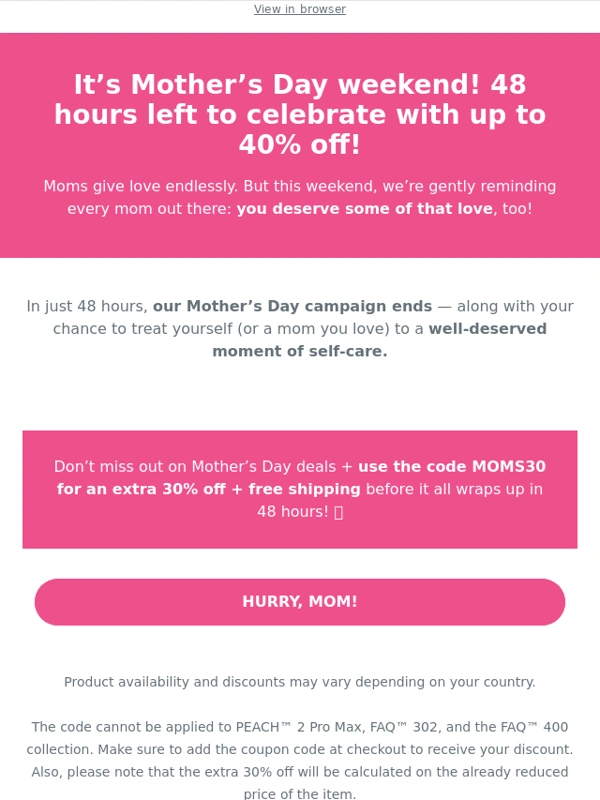 Foreo - The countdown is on! Celebrate Mother’s Day before it ends ⏳?