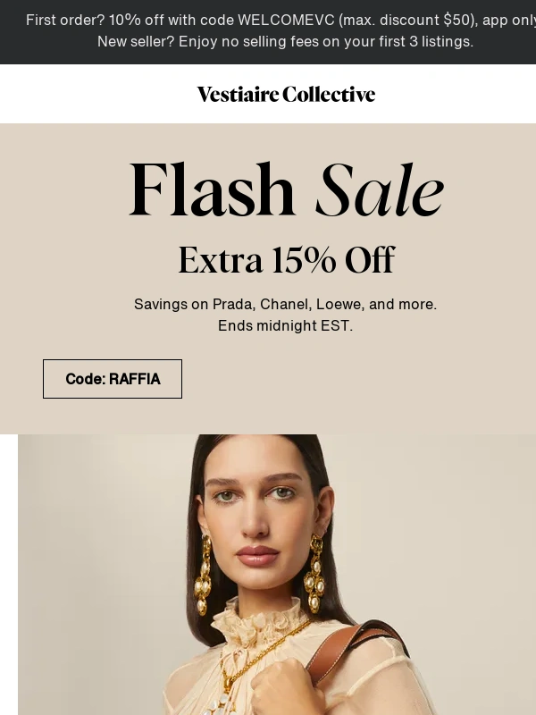 Vestiaire Collective - Ends Tonight: Extra 15% Off Bestsellers