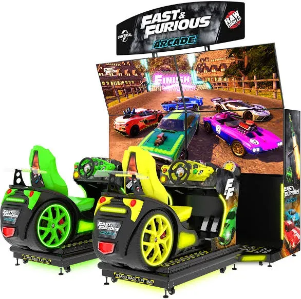 Raw Thrills Fast & Furious Arcade Motion Twin Unit with Marquee