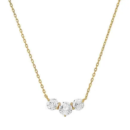 Walter Drake 14K Gold-Plated Brass Cubic Zirconia 3-Stone Pendant Necklace