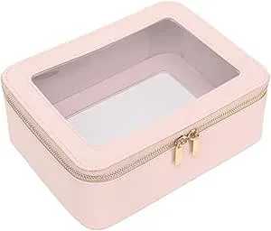 LOXOMU Clear Makeup Bag for Traveling – Transparent Cosmetic Case Clear Toiletry Bag Organizer for Women (Black)