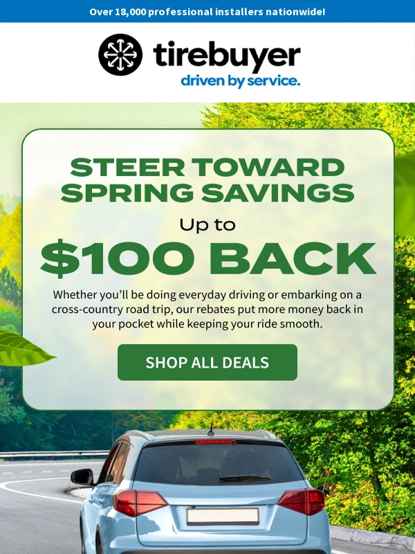 TireBuyer - Ride With the Best This Spring ? Up to $100 BACK