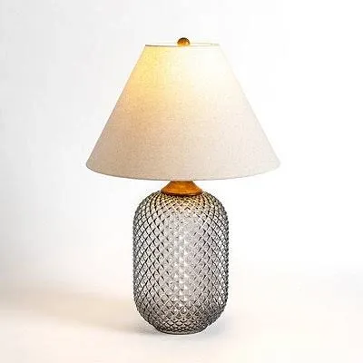 Kirkland's Home Smoked Blue-Gray Textured Glass Table Lamp