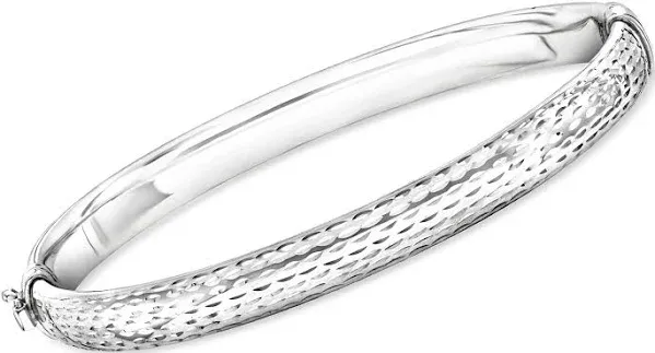 Sterling Silver Diamond-Cut Bangle Bracelet