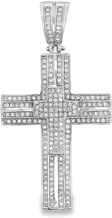 HipHopBling Double Layer Cross CZ Iced Out Pendant