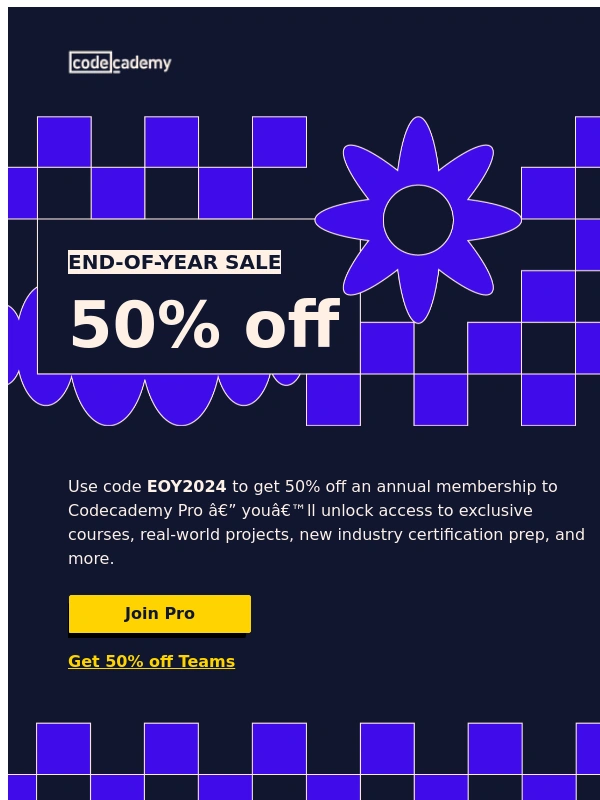Codecademy - There's still time to save 50%