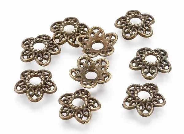 Honeyhandy Tibetan Style Alloy Bead Caps