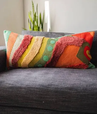 Carine Organic Cotton Abstract Lumbar Pillow