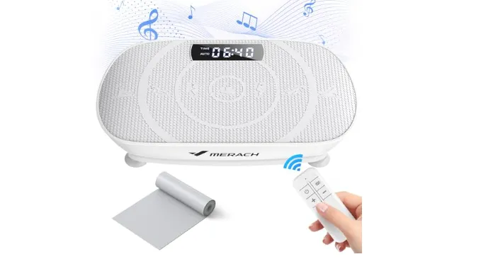 MERACH Vibration Plate Exercise Machine, Whole Body Workout Equipment for Women, Bluetooth and Silicone Pedal, Vibration Plate for Lymphatic Drainage, Vibrate Fitness Platform for Weight Loss