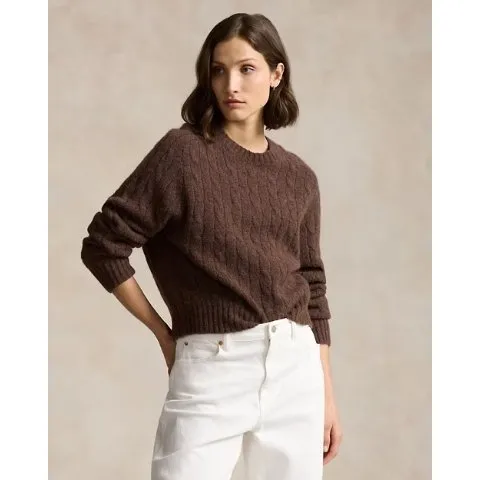 Ralph Lauren Cable-Knit Wool-Blend Crewneck Sweater