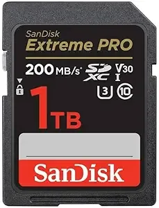 SanDisk 1TB Extreme PRO SDXC UHS-I Memory Card - C10, U3, V30, 4K UHD, SD Card - SDSDXXD-1T00-GN4IN