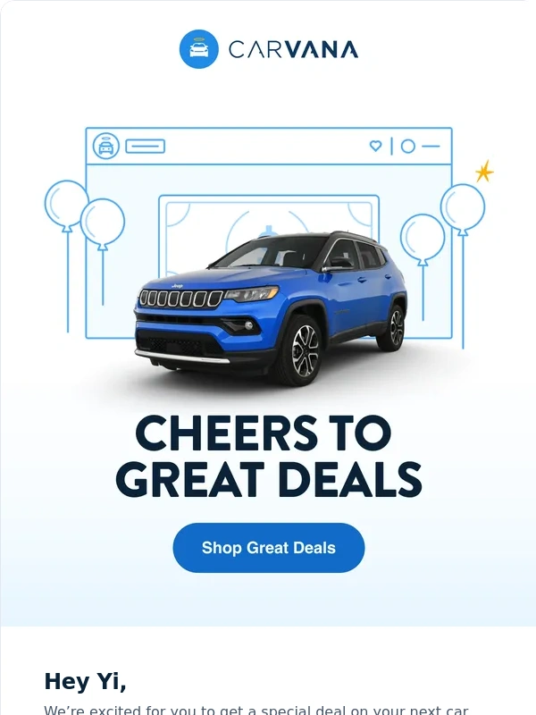 Carvana - Beep beep,Yi! Your new ride awaits