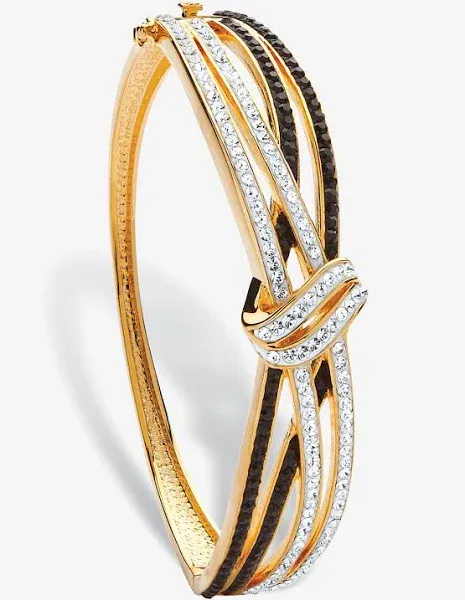 PalmBeach Jewelry 14K Gold-Plated Round Swarovski Crystal Bangle Bracelet