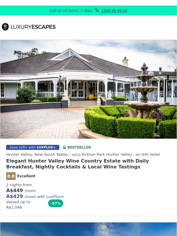 Luxury Escapes - Hunter Valley Wine Country Elegance w. Nightly Cocktails & Tastings | Don’t Miss Our Best-Ever Offer: Grand Hyatt Bali w. Unlimited Dining | Best of Sri Lanka Tour w. Sigiriya Rock Fortress