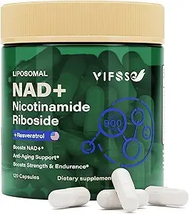 900mg NAD Supplement with Resveratrol and Quercetin 120-Capsule Bottle