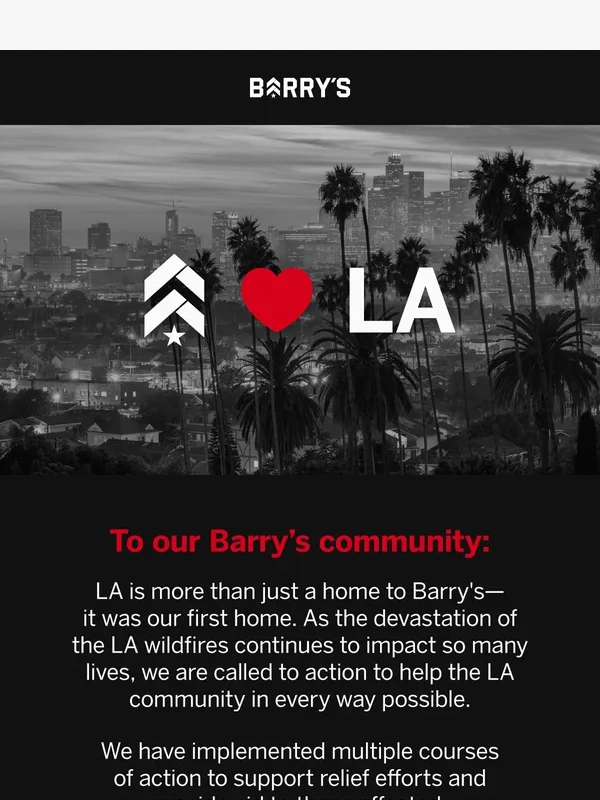 Barry's  - Join us in support of the LA community❣️
