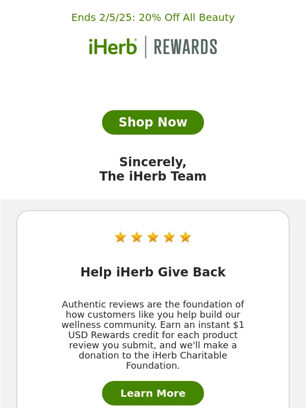 iHerb - ? Earn $20 Back in Rewards Next Month