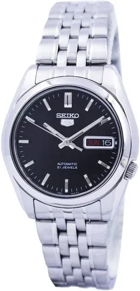 Seiko 5 Automatic Black Dial Men's Stainless Steel Watch SNK361