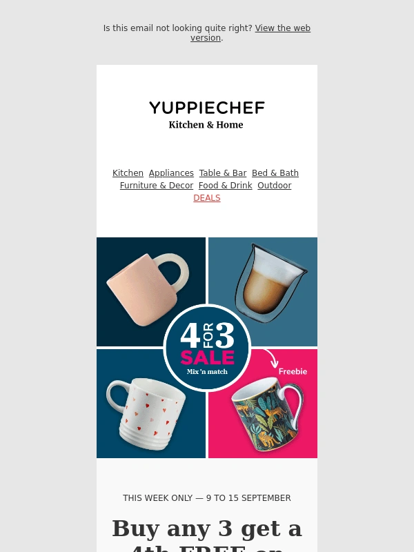 Yuppiechef - Buy any 3 get a 4th FREE on mugs,cups & saucers! ☕️ ?