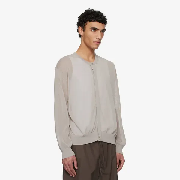 Amomento Gray Sheer Round Cardigan