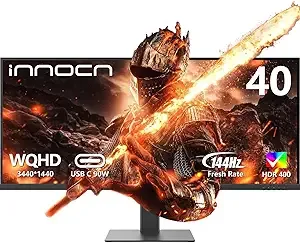 INNOCN 40C1R 40" Ultrawide Computer Monitor IPS, WQHD, 3440 x 1440p, 144Hz, 21:9, USB Type-C, HDMI, AMD FreeSync Premium, HDR400, Tilt/Height Adjustable, Mountable, 95% DCI-P3, 500Nits