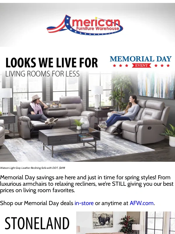 American Furniture Warehouse - ??Memorial Day Savings on Living Room Furniture!