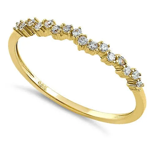 14K Yellow Gold Clear CZ Simple Cluster Round Ring
