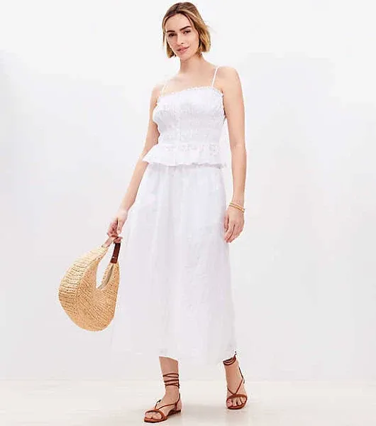 Loft Women's Eyelet Pull-On Maxi Pocket Skirt