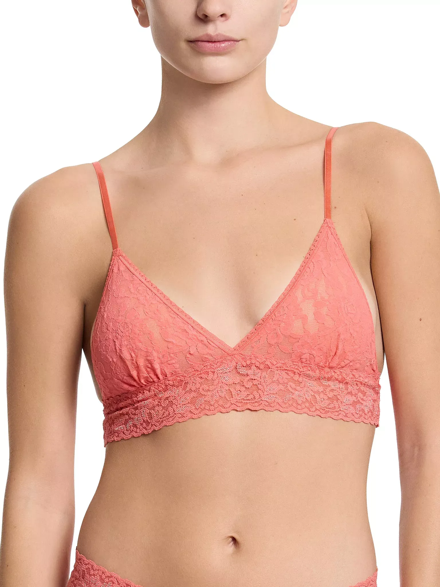 Hanky Panky Women's Signature Lace Padded Triangle Bralette - Courageous Coral, X