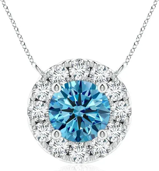 Round Diamond Necklace with Halo