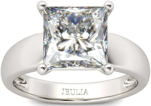 Jeulia Solitaire Princess Cut Sterling Silver Ring