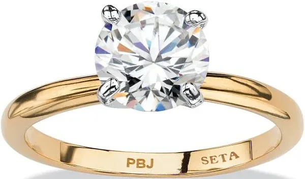 Women's 2.00 Carat Round Cubic Zirconia Solitaire Engagement Ring in 18k Gold-Plated PalmBeach Jewelry