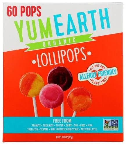 Yumearth Organic Pops Variety Pack 60 Fruit Flavored Favorites Lollipops
