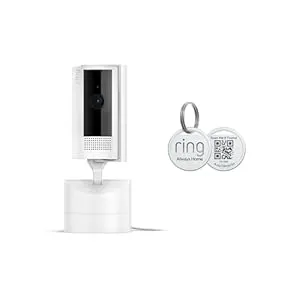 Prime Members: Ring Pan-Tilt Indoor Cam w/ Ring Pet Tag (White)