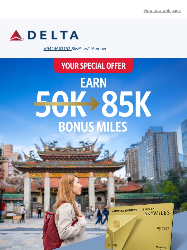 Delta - Details Inside: Take 15% Off Award Travel with the Delta SkyMiles® Gold Amex Card