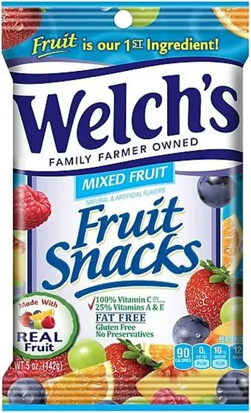 Welch's Fruit Snacks Mixed Fruit 5 oz Pouch 12/Carton