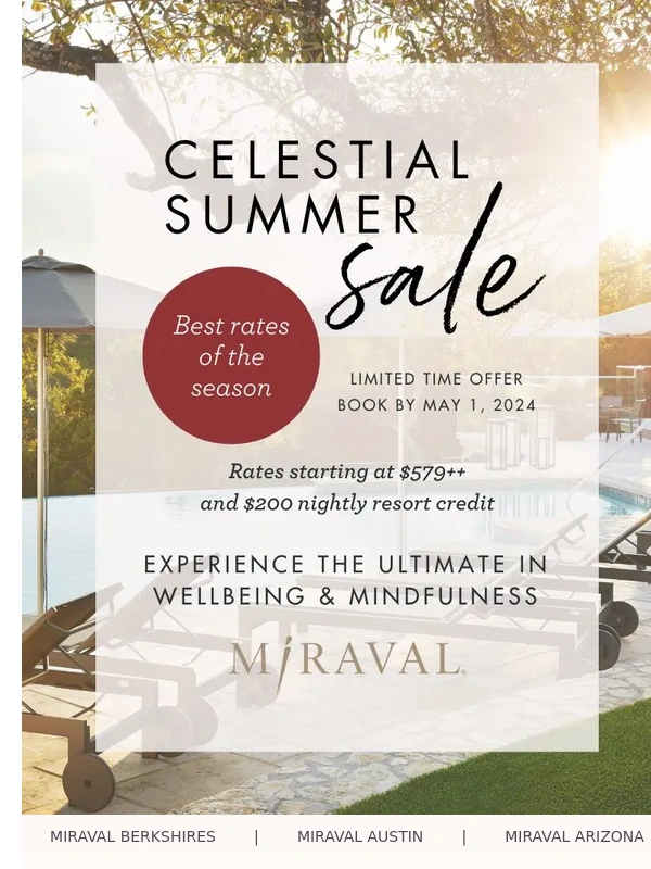 Miraval Austin - Book Our Lowest Rates & Best Value of the Summer!