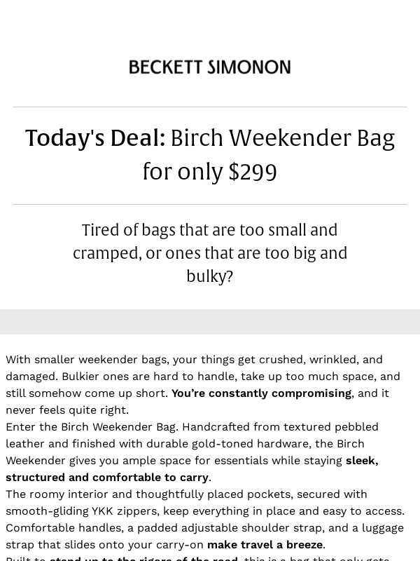 Beckett Simonon - This Bag is “Just Right”