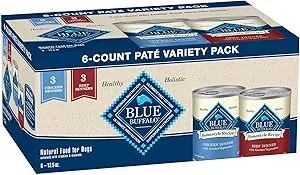 Blue Buffalo Homestyle Recipe Adult Wet Dog Food, Made with Natural Ingredients, Chicken and Beef Dinner Variety Pack, 12.5-oz Cans (6 Count, 3 of each)