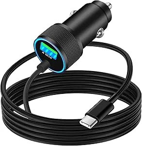 Linocell 75W Apple MFi Certified USB-C PD/QC Car Charger with 6FT Type-C Cable for iPhone 16/16 Pro/16 Plus/16 Pro Max/15 Pro/15 Pro Max/iPad Pro (Zinc Alloy)