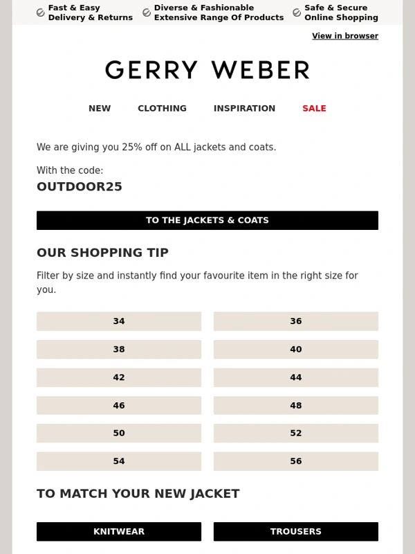 Gerry Weber - 25 % discount on ALL jackets & coats